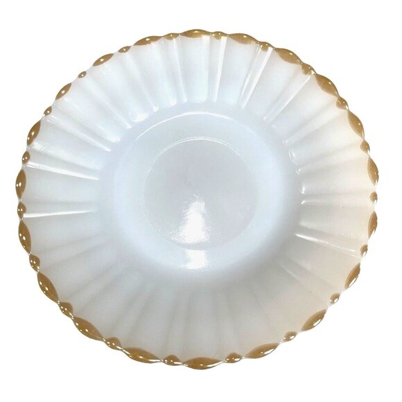 Termocrisa White Milk Glass Gold Trim Edge Saucers Plates Set of 4 - Picture 3 of 6